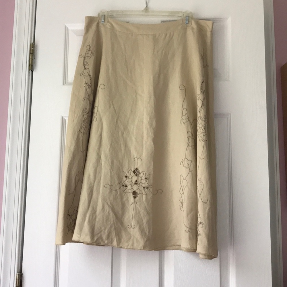 Worthington tan linen skirt, Size 12